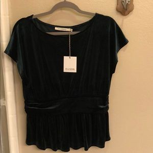 Emerald Green Velvet Blouse